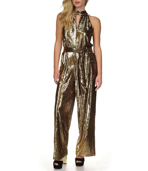 gold michael kors jumpsuit free shipping|Michael Kors sleeveless belted jumpsuit.